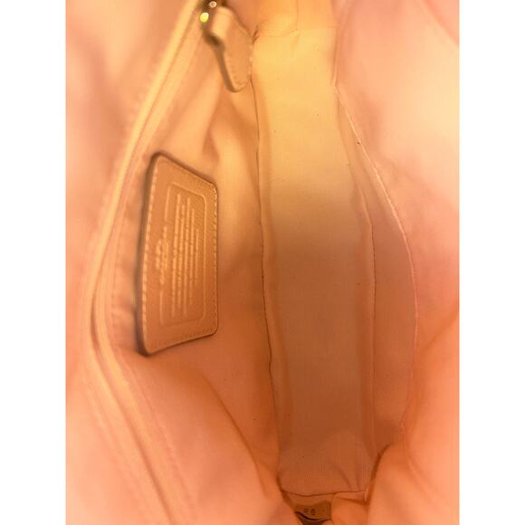 Coach Cora Mini Domed Satchel Leather Peach White Two Toned Crossbody Bag - Picture 6 of 6